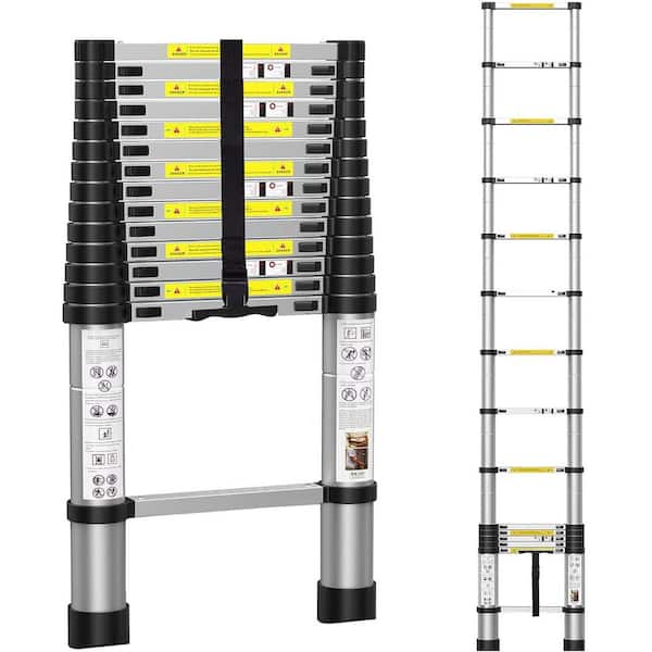 WRIGHTMASTER 14.5 ft. Aluminum Portable Extension Ladder with Triangle Stabilizers for Home, Outdoor, 330 lbs.