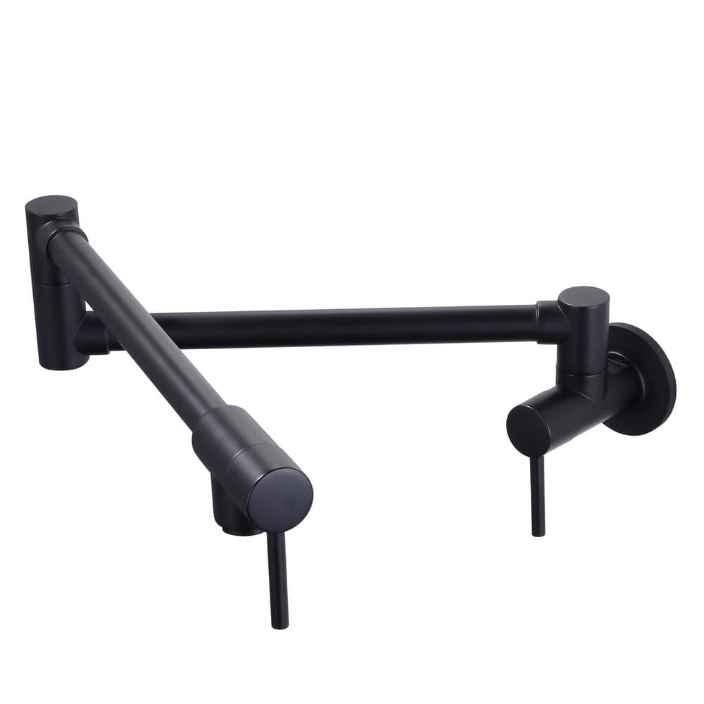 Double Handle Wall Mounted Pot Filler Kitchen Faucet Included Installation Accessories in Matte Black price history on PriceWatchPro