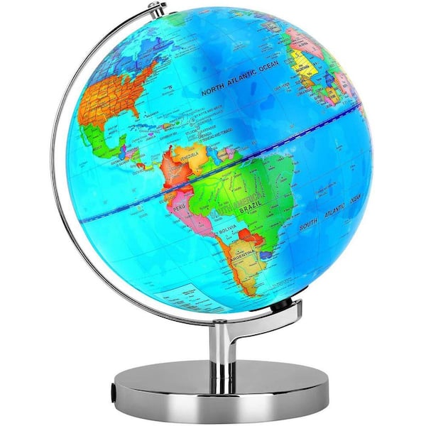 Angel Sar 12 in. x 8 in. Illuminated World Globe for Kids and
