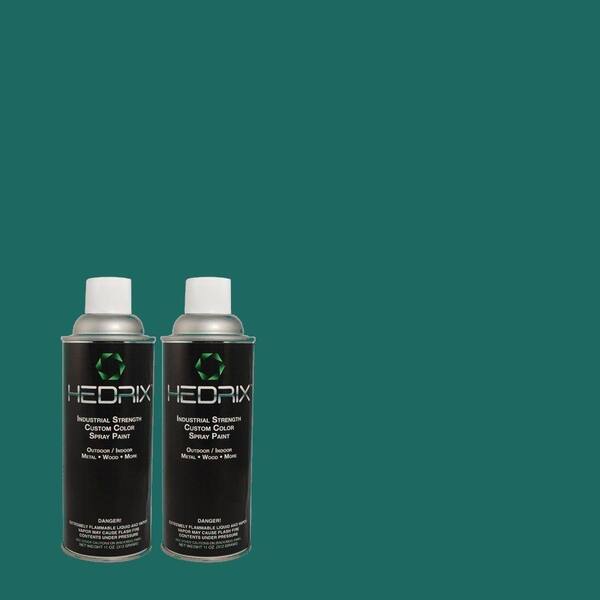 Hedrix 11 oz. Match of C60-15 Real Teal Flat Custom Spray Paint (2-Pack)