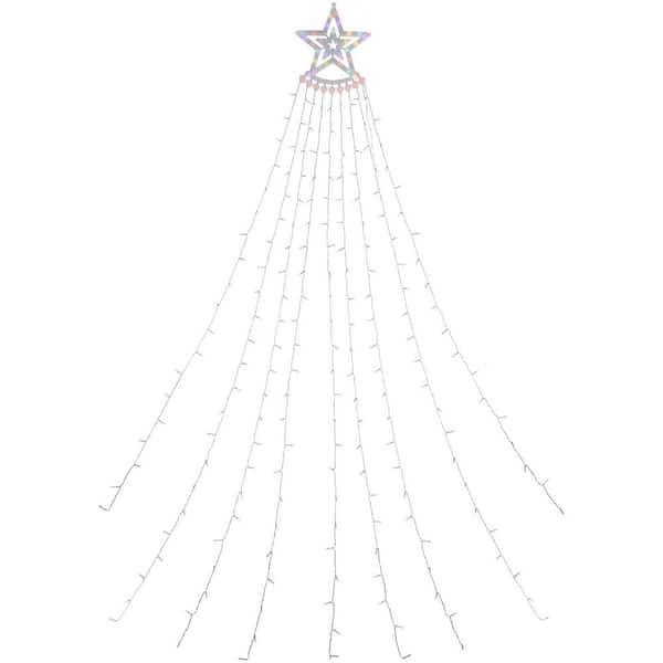 LED Lighted Waterfall Tree Outdoor Multi-Function Artificial Christmas Tree Decoration-12.5 ft. -Multicolor Lights
