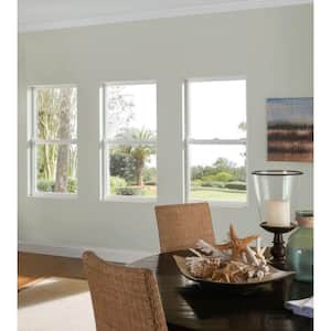 35.375 in. x 35.25 in. 50 Series Low-E Argon SC Glass Single Hung White Vinyl Fin Window with Grids, Screen Incl
