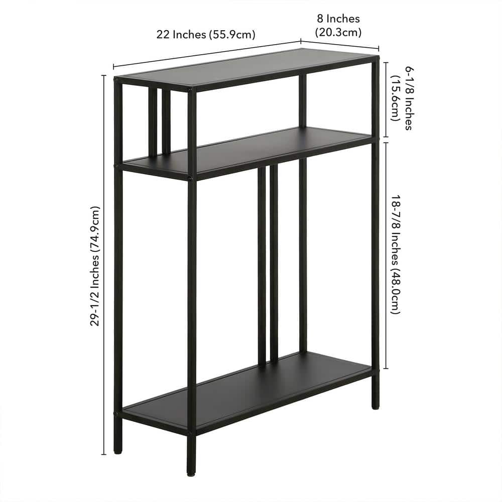 Blackened Bronze Metal and Glass Hallway Console Table