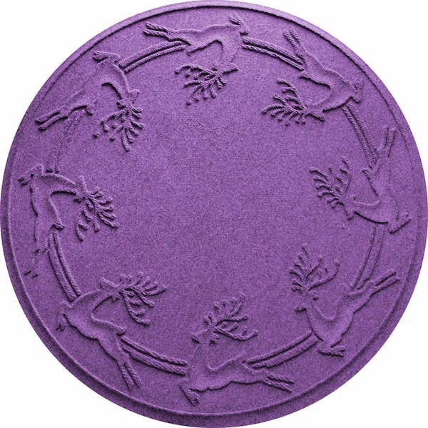 Aqua Shield Purple 35 in. Round Reindeer Run Under the Tree Mat
