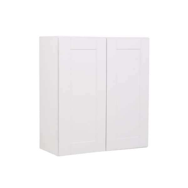 Shaker 27 in. W x 12 in. D x 30 in. H Assembled Wall Kitchen Cabinet in Satin White