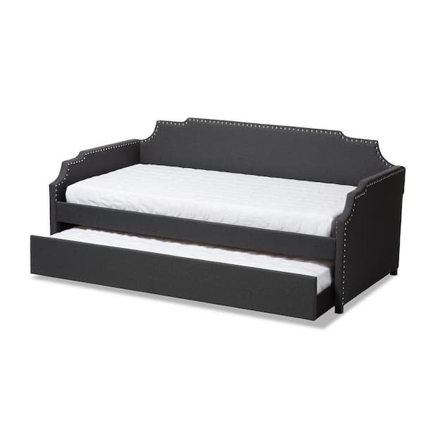 Baxton Studio Ally Charcoal Twin Daybed with Trundle