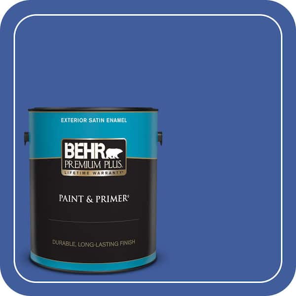 BEHR PREMIUM PLUS 1 gal. #BIC-21 Blue Dahlia Satin Enamel Exterior Paint & Primer