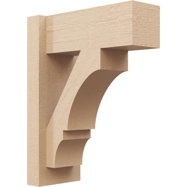 Ekena Millwork 6 in. x 18 in. x 14 in. Balboa Block Rough Cedar Woodgrain Timberthane Polyurethane Outlooker, Primed Tan