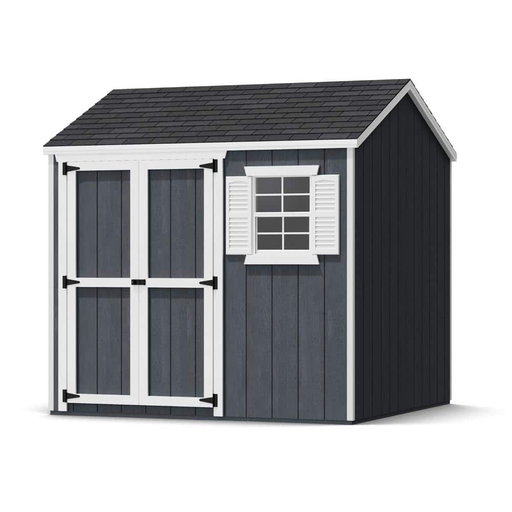 8x8 Dark Gray Wood Storage Shed with Windows and Floor