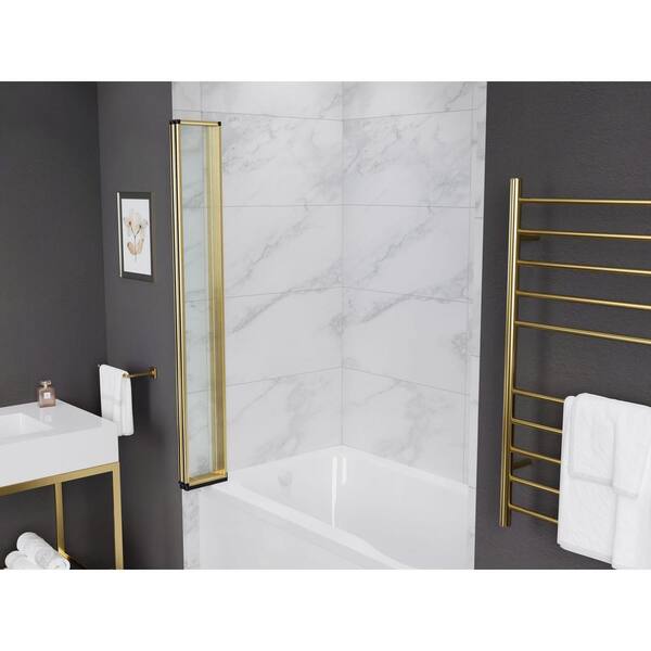 ANZZI Accordion 33 in. W x 56 in. H Sliding Framed Tub Door in