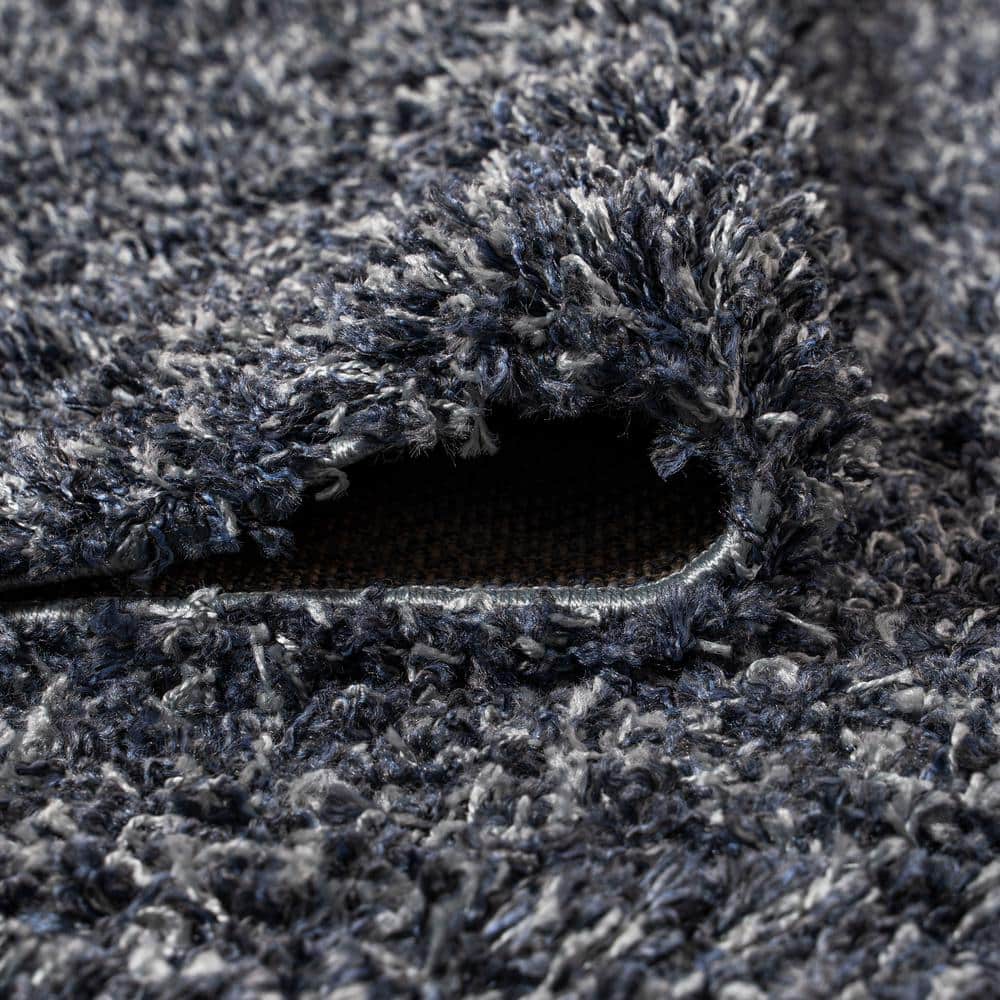 Denim Blue Rectangular Shag 4' x 6' Synthetic Area Rug