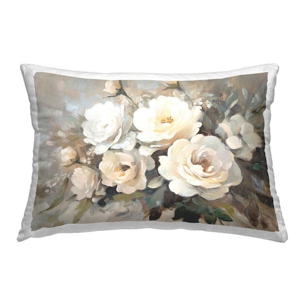 Stupell Industries Blushing Cream Bouquet White Floral Polyester 14 in. X 20in. Throw Pillow