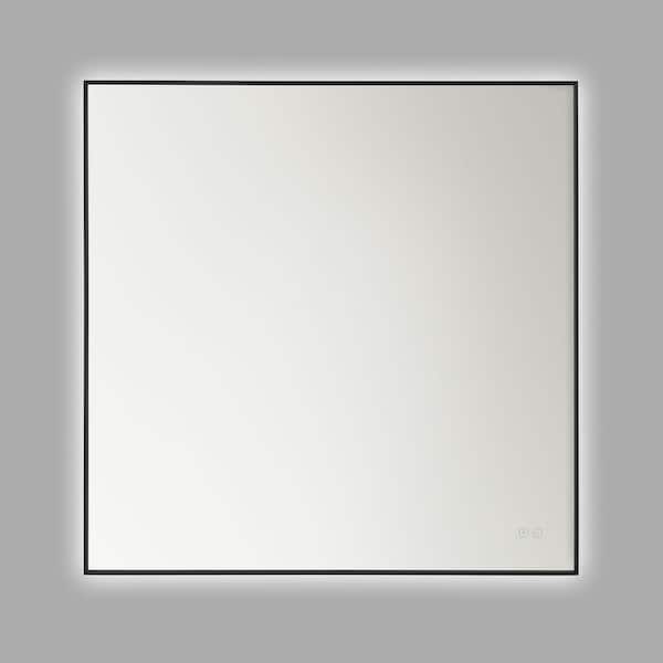 Generation Lighting Cadre 36 in. x 36 in. Midnight Black Integrated LED Illuminated Dimmable Vanity Light Mirror
