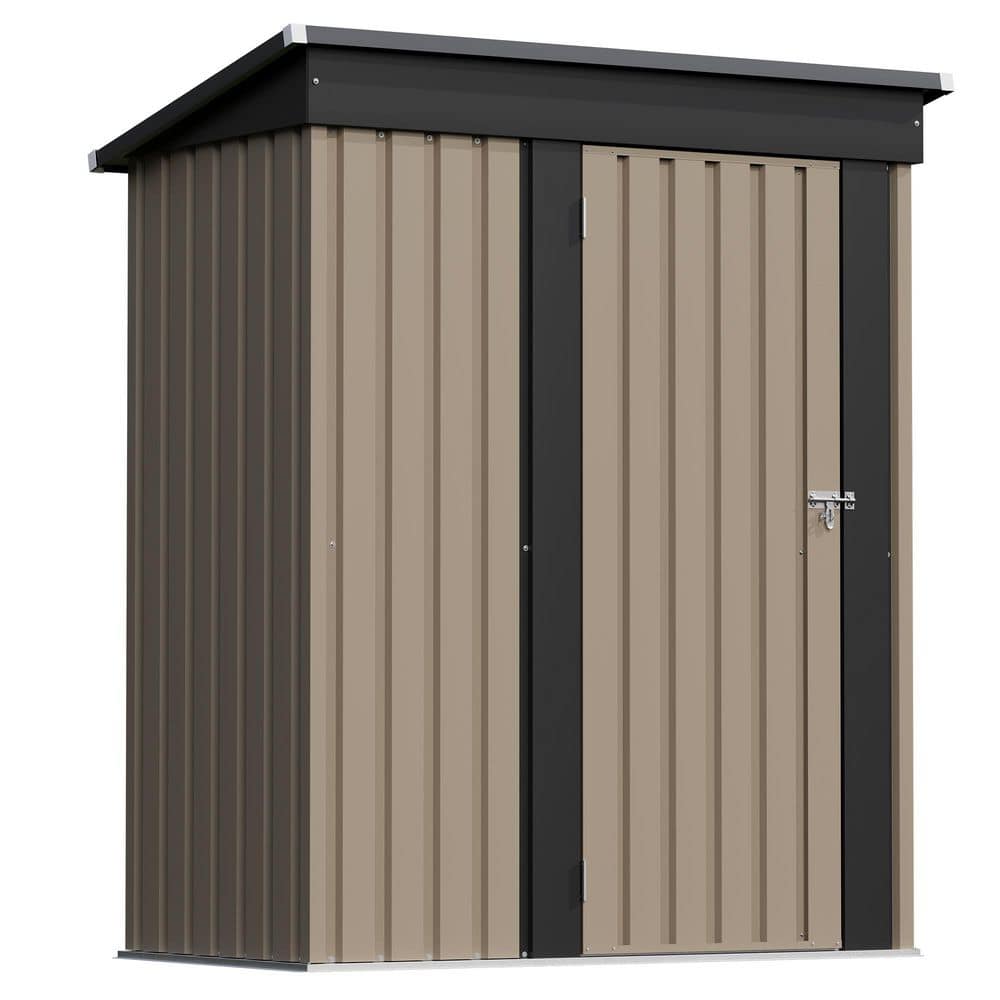 Patiowell 5 ft. W x 3 ft. D Outdoor Storage Brown Metal Shed with