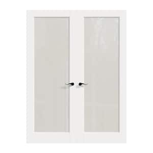 56 in. x 96 in. Universal Handed 1-Lite Frosted Glass White Solid Core MDF Double Prehung French Door with Assemble Jamb