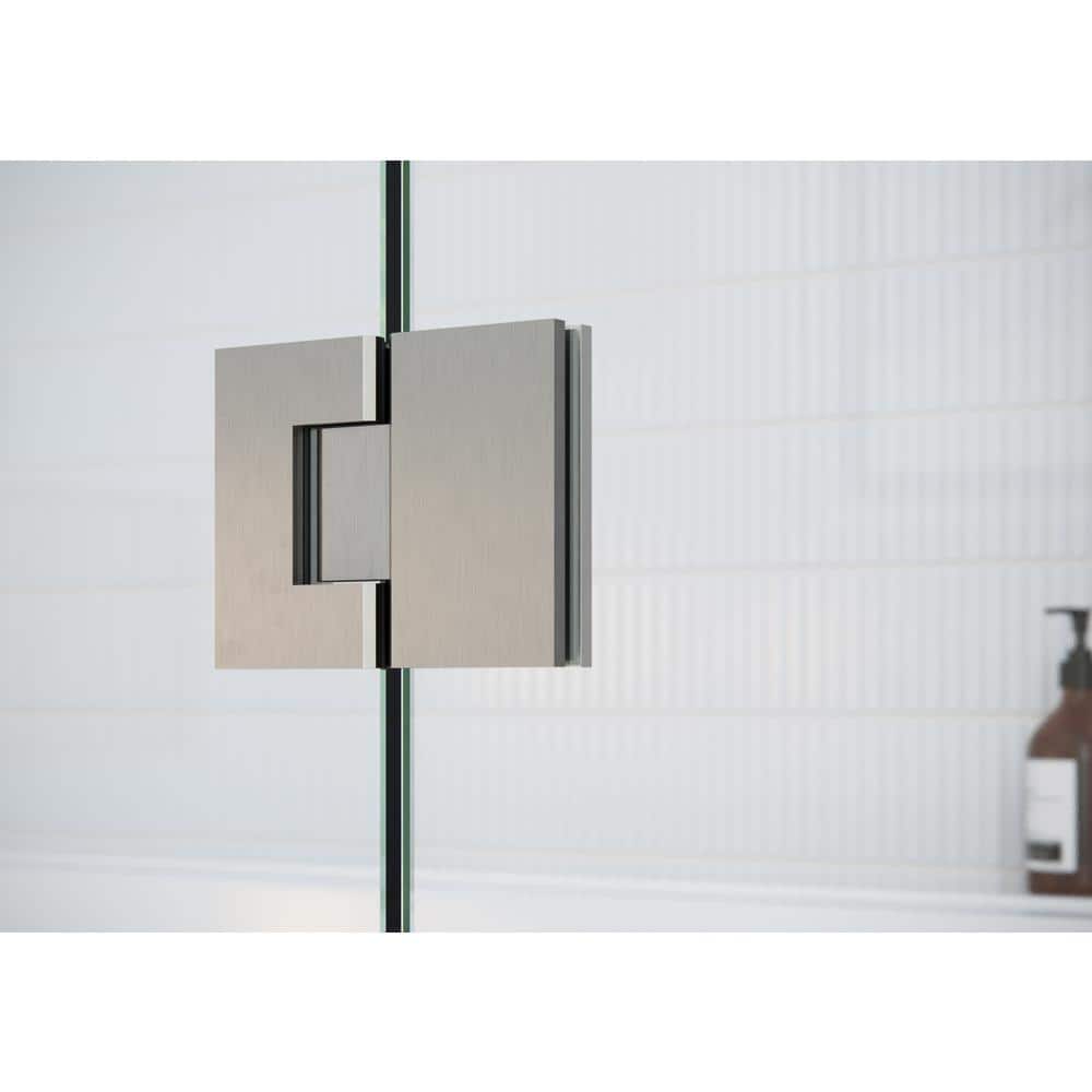 Halo 48.5" x 58.25" Frameless Glass Bathtub Door with Brushed Nickel Hinges