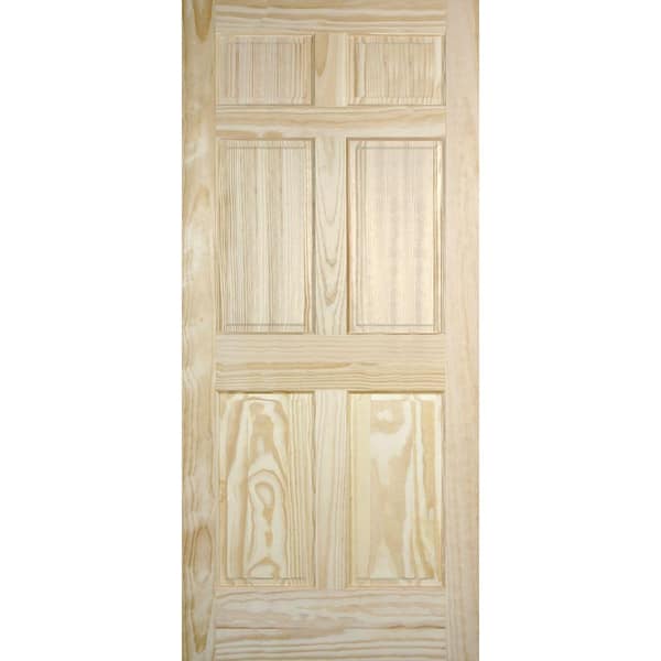 Masonite 36 in. x 80 in. 6 Panel Radiata Unfinished Smooth Solid Core Pine Interior Door Slab