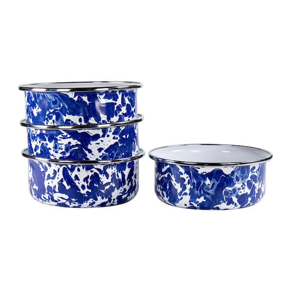 Golden Rabbit 14 oz. Cobalt Swirl Enamelware Soup Bowls (Set of 4)