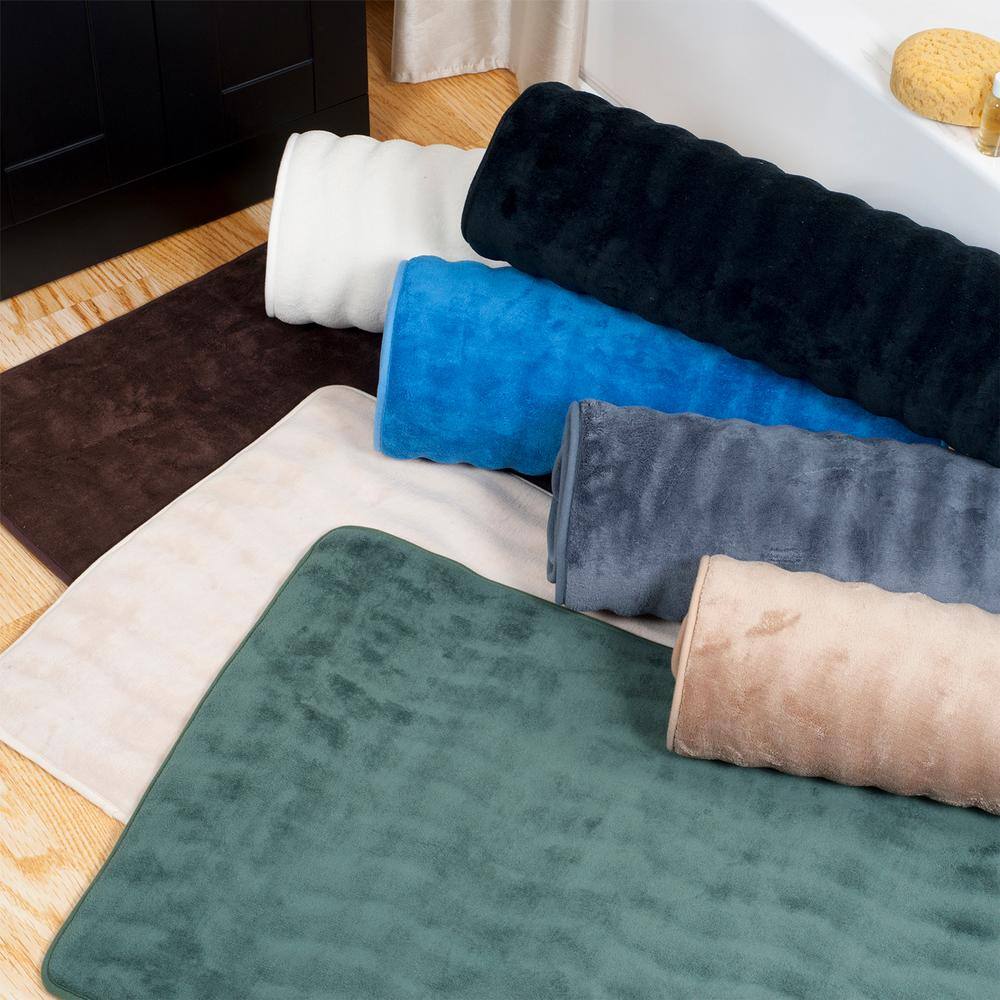 Chocolate Brown Memory Foam Bathroom Rug Set with Microfiber Top