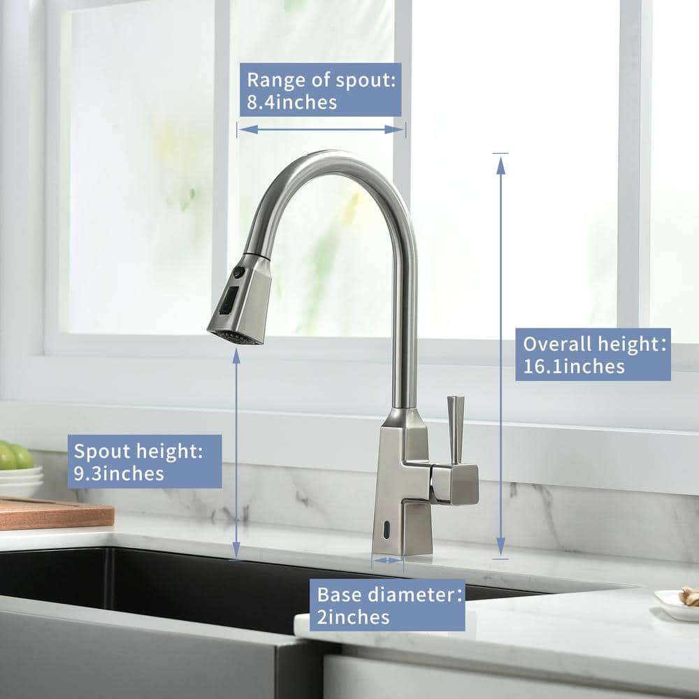 Brushed Nickel Touchless Kitchen Faucet with Pull-Down Sprayer