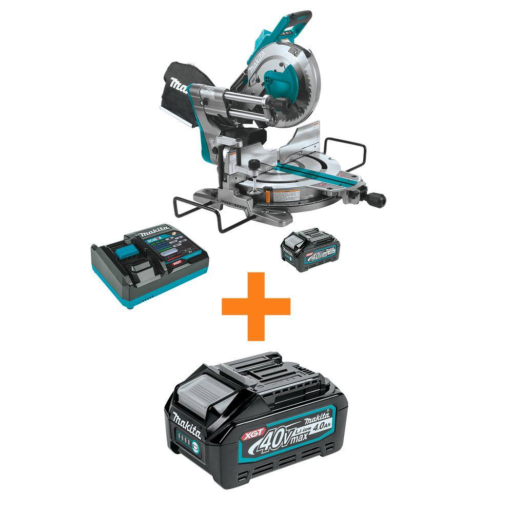 Makita 40V max XGT Brushless Cordless 10 in. Dual-Bevel Sliding Compound Miter Saw Kit(4.0Ah) w/40V Max XGT 4.0Ah Battery