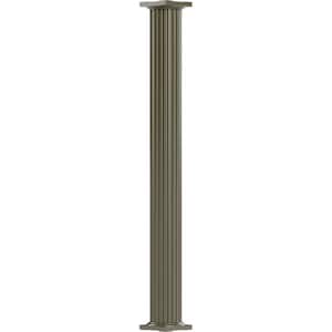 8' x 10" Endura-Aluminum Column, Round Shaft (For Post Wrap Installation), Non-Tapered, Fluted, Clay Finish