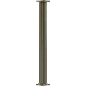 10' x 10" Endura-Aluminum Column, Round Shaft (Load-Bearing 26,000 lbs), Non-Tapered, Fluted, Clay Finish