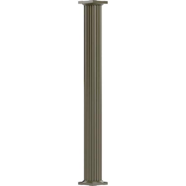AFCO 10' x 10" Endura-Aluminum Column, Round Shaft (For Post Wrap Installation), Non-Tapered, Fluted, Clay Finish