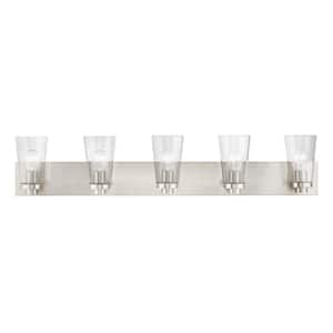 Ridgeway 40 in. 5-Light Brushed Nickel Vanity Light with Clear Glass