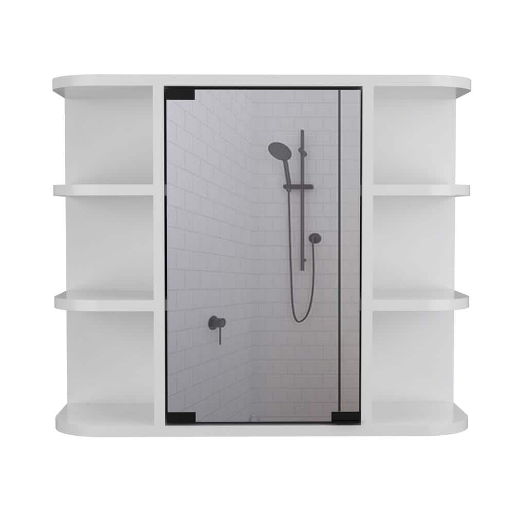 24 in. W x 20 in. H Rectangular Aluminum Medicine Cabinet with Mirror in Wh