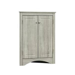 17.2 in. W x 17.2 in. D x 31.5 in. H Oak Wooden Freestanding Corner Bathroom Storage Cabinet with Adjustable Shelves