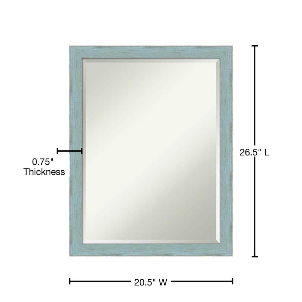 Sky Blue Rustic Wood Bathroom Vanity Mirror