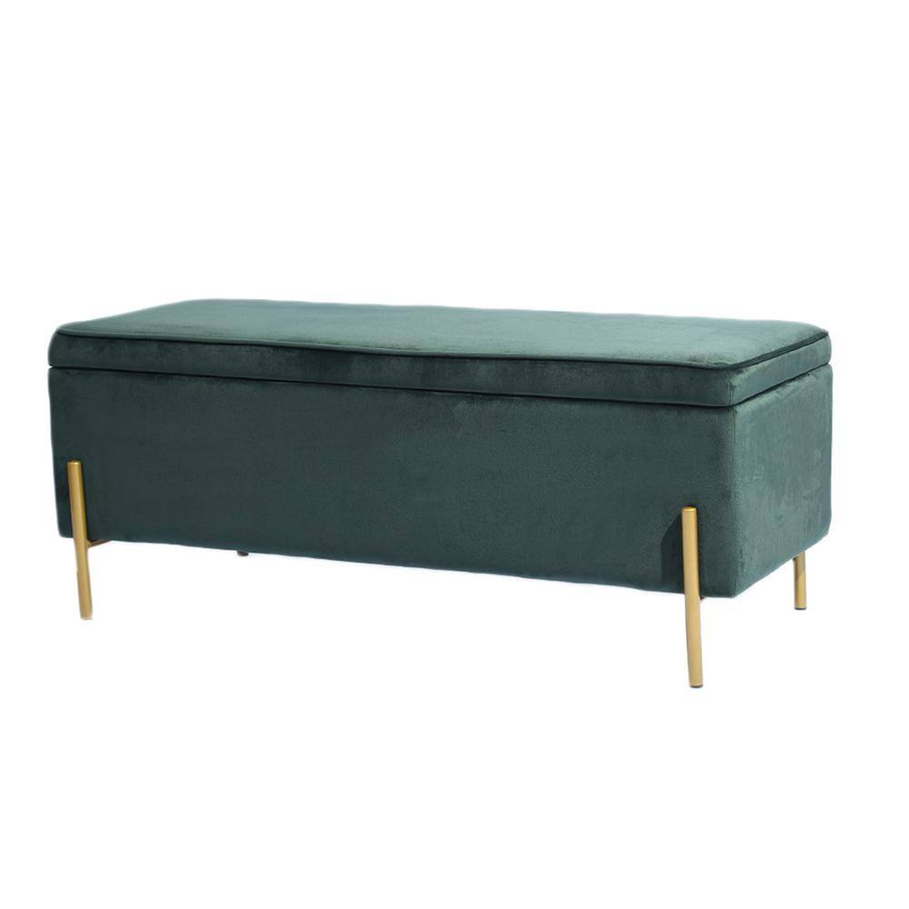 Homy Casa Green Storage Bench with Foam Padded Seat for Bedroom Living ...