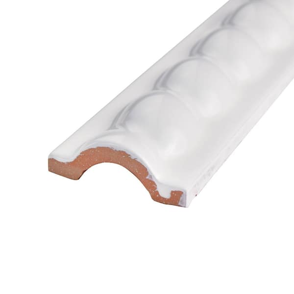 Trenza Grand Moldura Blanco 2 in. x 7-7/8 in. Glossy Ceramic Wall Tile Trim