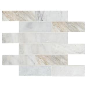 Arabescato Venato White 11.73 in. x 11.73 in. x 10mm Honed Marble Mosaic Tile (9.6 sq. ft./Case)