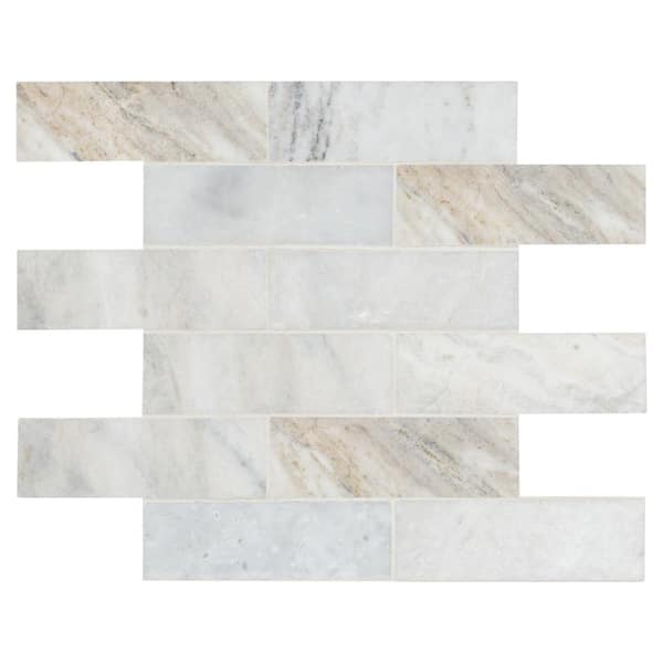 Arabescato Venato White 11.73 in. x 11.73 in. x 10mm Honed Marble Mosaic Tile (9.6 sq. ft./Case)