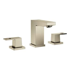 Eurocube 8 in. Widespread 2-Handle Low-Arc 1.2 GPM Bathroom Faucet with Drain Assembly in Brushed Nickel
