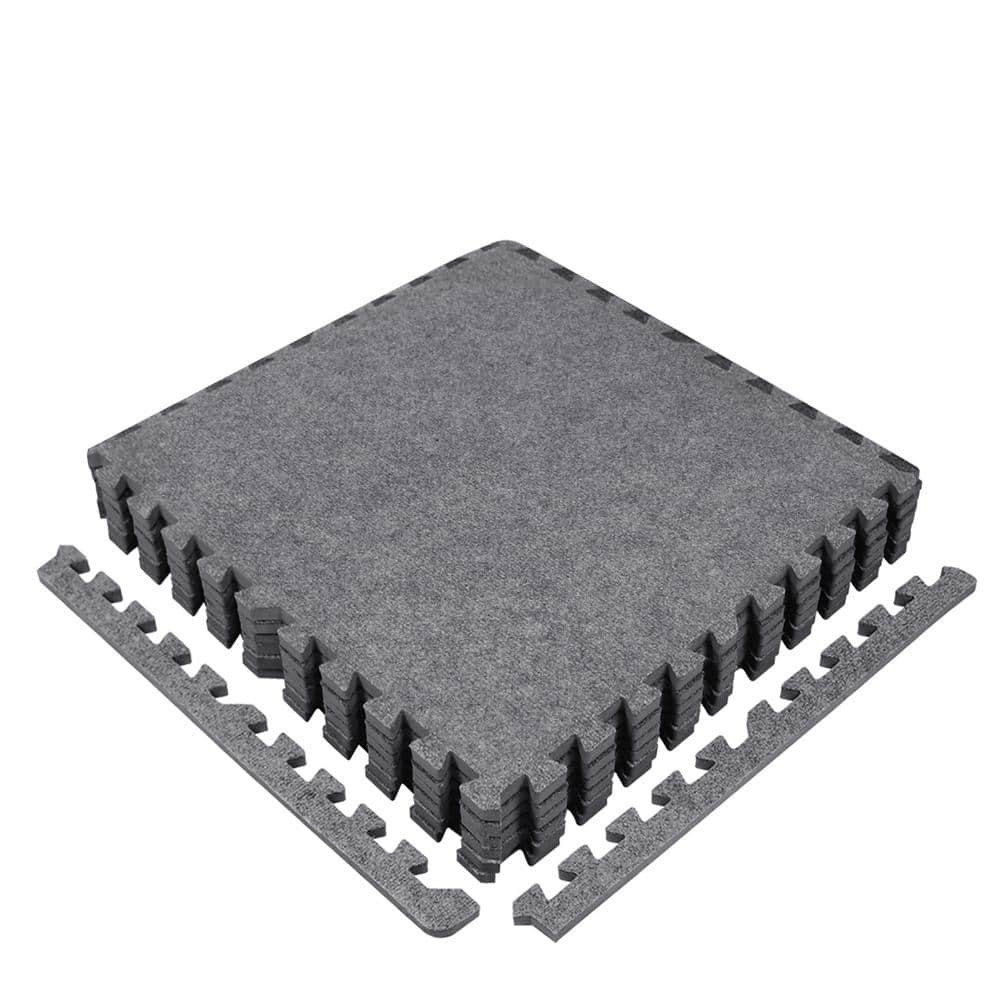 CAP Gray Commercial/Residential 24 in. x 24 in. x 12 mm Interlocking Foam  Carpet Texture Mats 24 sq. ft. (6 Tiles/Case) MT-1106C-4 - The Home Depot