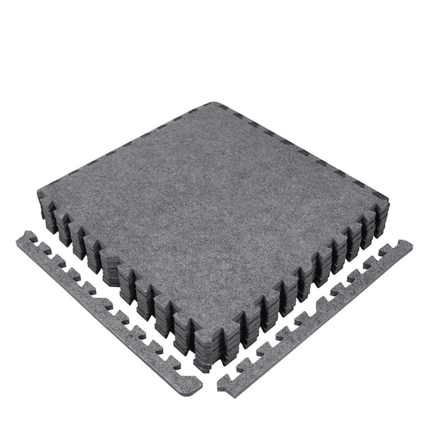 CAP Gray Commercial/Residential 24 in. x 24 in. x 12 mm Interlocking Foam Carpet Texture Mats 24 sq. ft. (6 Tiles/Case)