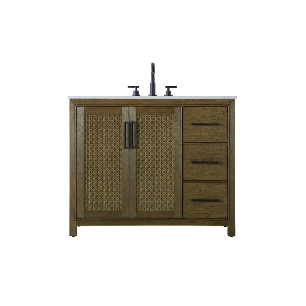 42 in. Single Sink Hazel Oak Bath Vanity with White Engineered Marble Top price history on PriceWatchPro