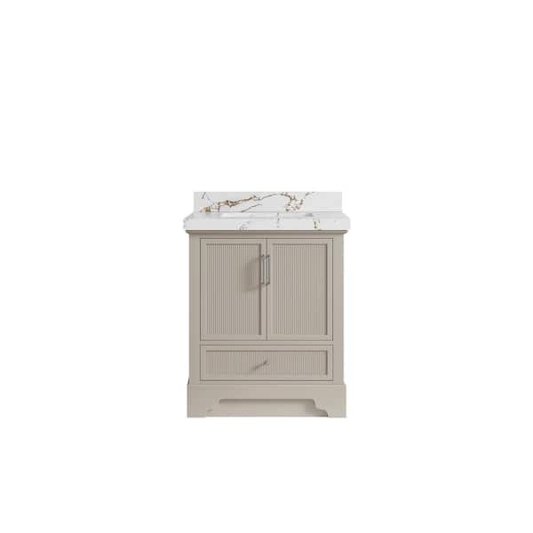 Willow Collections Alys 30 in. W x 22 in. D x 36 in. H Single Sink Bath Vanity Center in Fine Grain with 2 in. Viola Brown Top