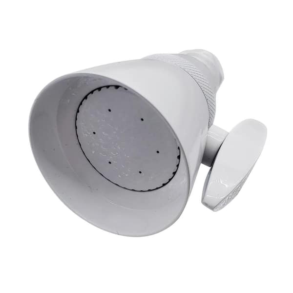 Westbrass 2-Spray Patterns 2-1/4 in. Wall Mount Chatham Style Fixed Shower Head in Powder Coat White
