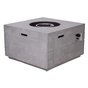 Cement Gray Square Stone and Fiberglass Outdoor Fire Pit Coffee Table