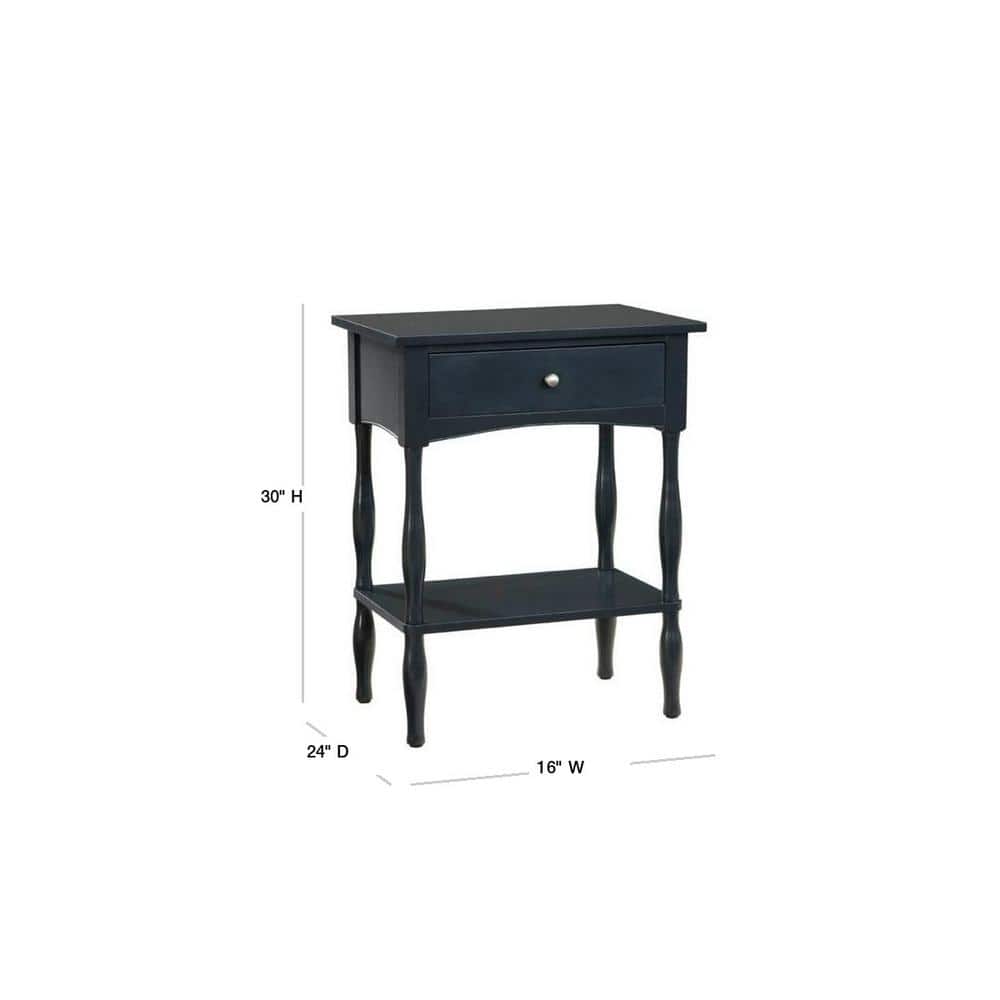 Charcoal Gray Shaker Cottage End Table with Drawer and Shelf