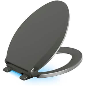 Cachet LED Nightlight Elongated Quiet Closed Front Toilet Seat in Thunder Grey