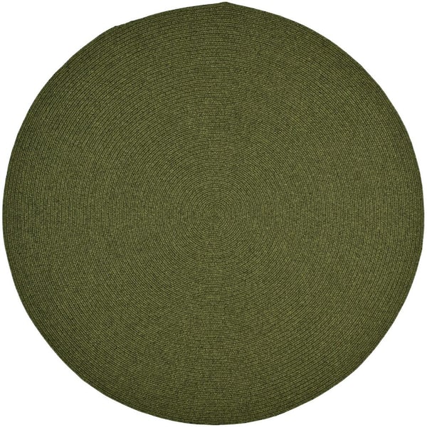Braided Green 3 ft. x 3 ft. Solid Color Gradient Round Area Rug