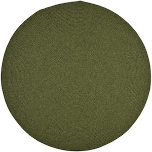 Braided Green 5 ft. x 5 ft. Solid Color Gradient Round Area Rug