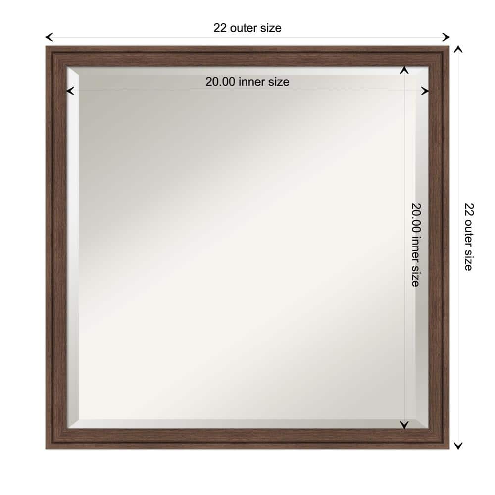 Florence Medium Brown Square Wood Framed Wall Mirror