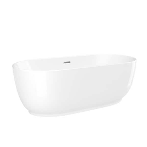 67 in. x 33 in. Acrylic Freestanding Soaking Bathtub in Glossy White