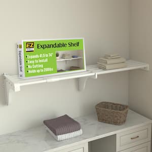 28 in. - 48 in. Expandable Small Shelf in White with 1 End Bracket